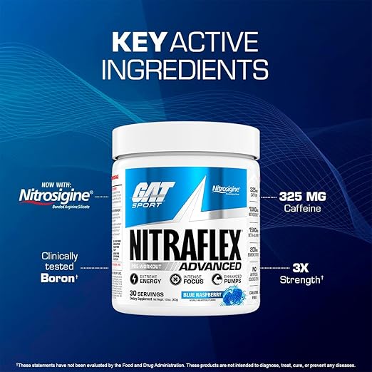 GAT Sport NitraFlex Preworkout  30 Serving Blue raspberry